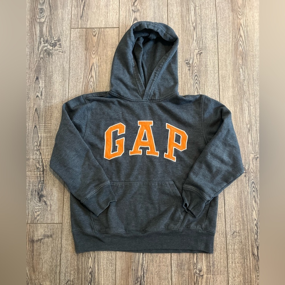 Dark gray and orange xl kids hoodie gap sweatshirt